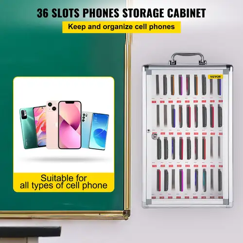 HZE Wooden Cell Phone Holder Classroom, 33 Slots Cell Phone Storage Cabinet Pocket HZE Wooden Cell Phone Holder Classroom, 33 Slots Cell Phone Storage Cabinet Pocket
