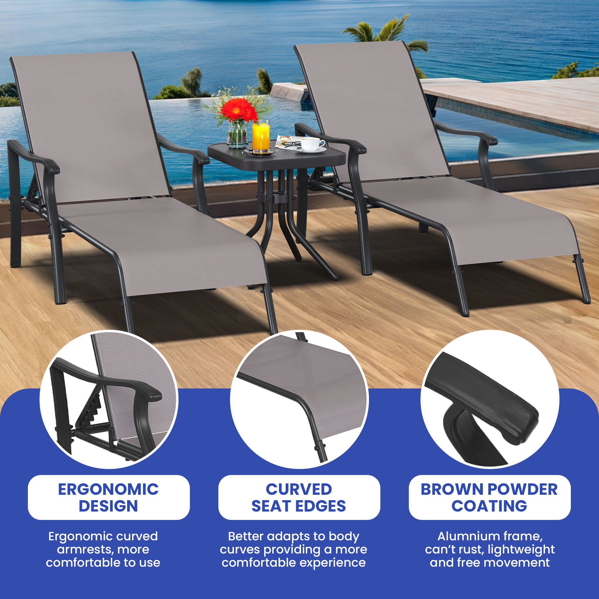 Outdoor Chaise Lounge Chair Chair Side Table 5 - Temu