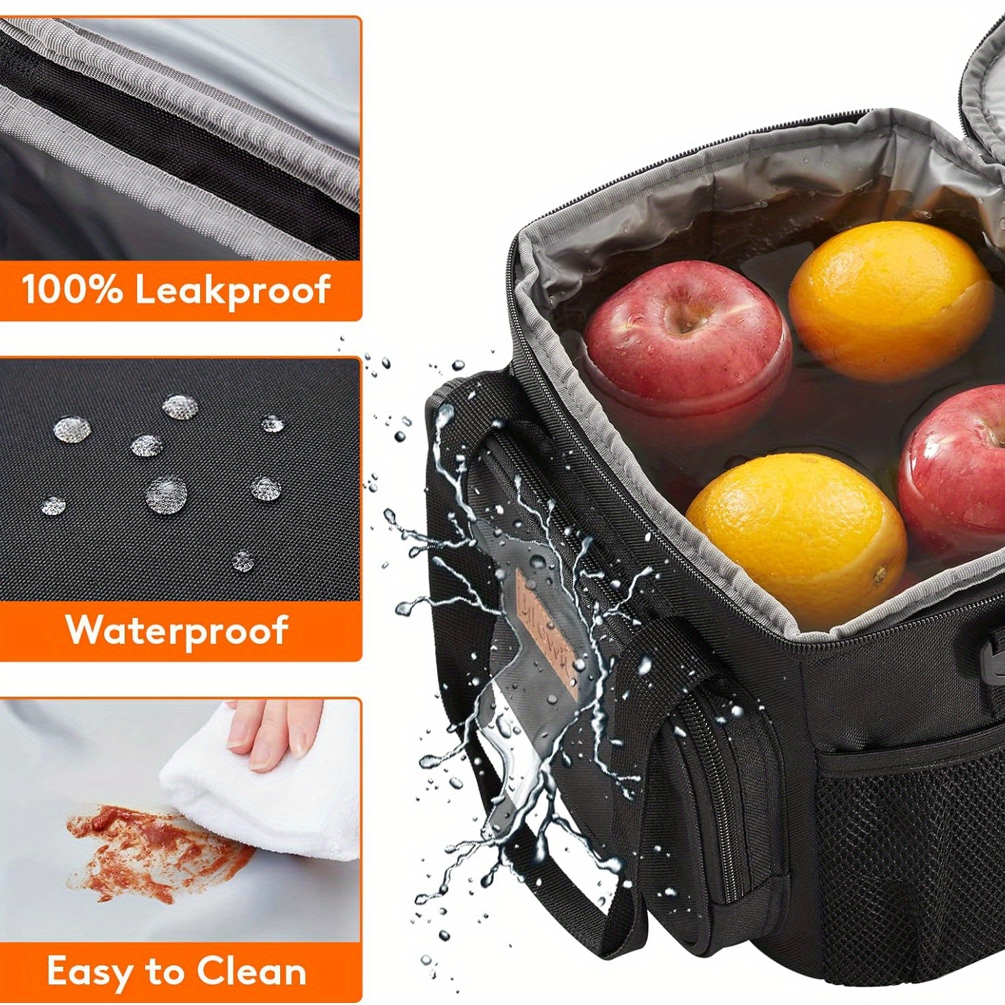 

Large Lunch Bag Insulated Lunch Box Soft Cooler Cooling Tote, Black 12-can (8.5l)