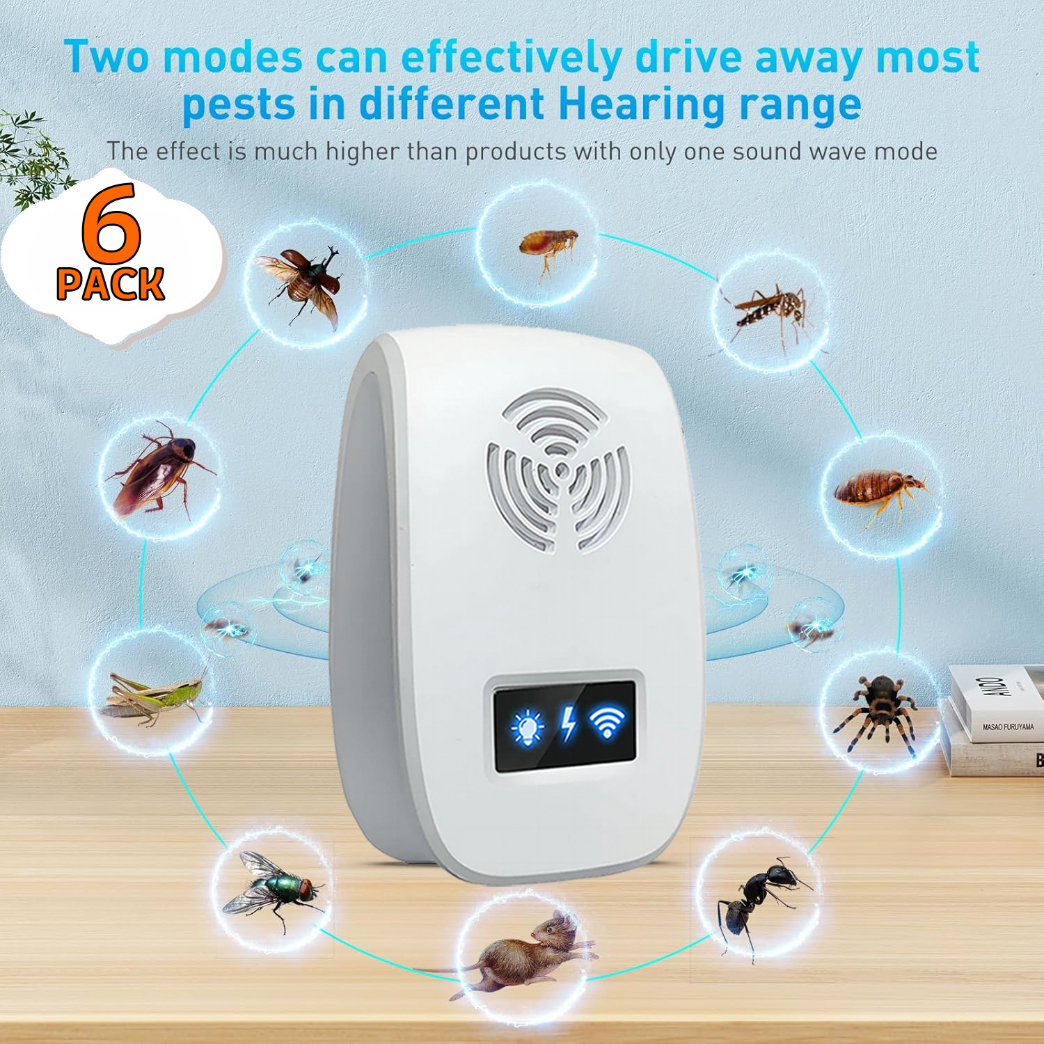   ultrasonic plug in pest repellent indoorfor flea insects mosquitoes rats mice spidersants roaches bugs non   pest repellerhumans and   pest control for home office work 0