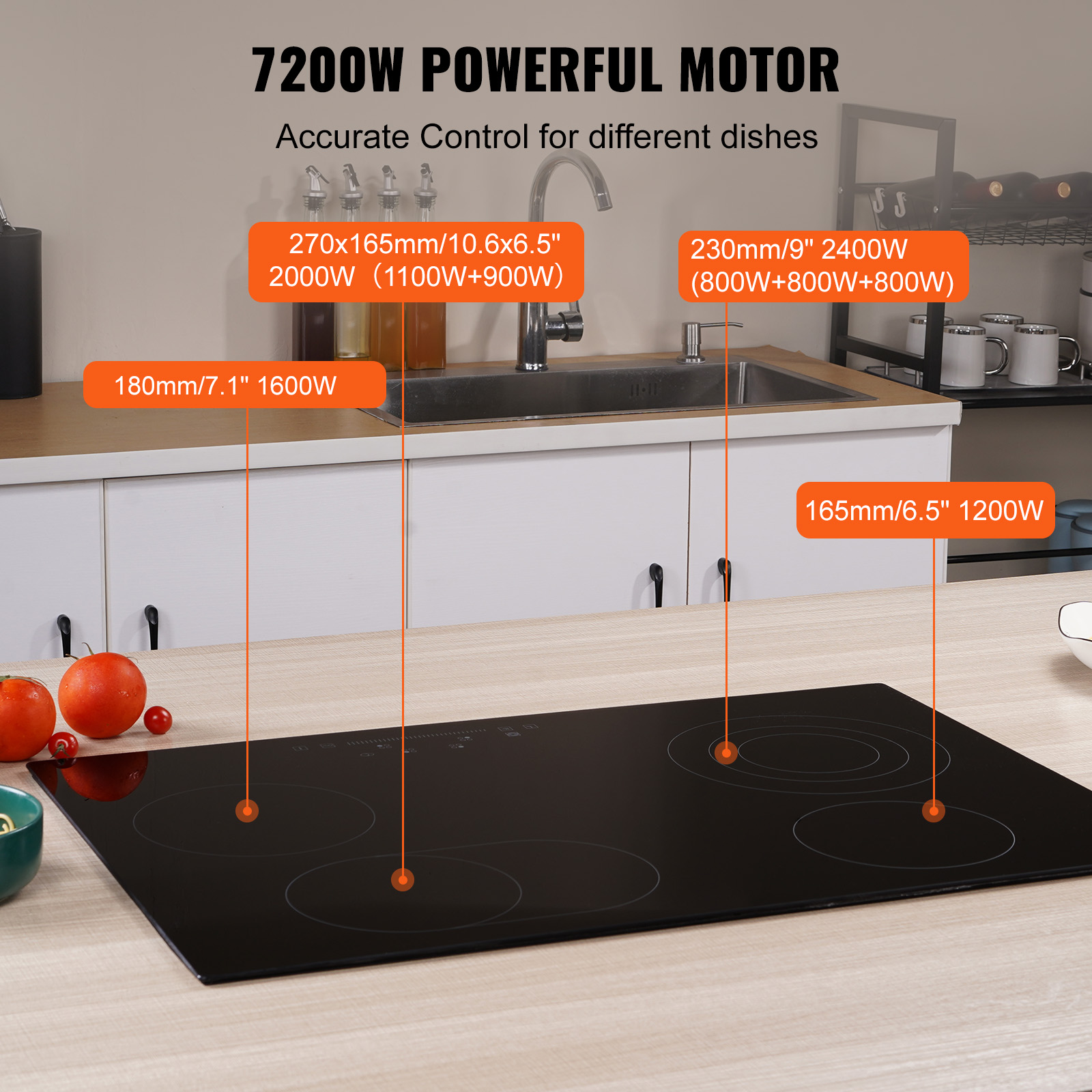 

Vevor Electric Stove Top 30 Inch,4 Burners Electric Cooktop,9 Power Levels & Sensor Touch Control,easy To Clean Ceramic Glass Surface,child Safety Lock,240v