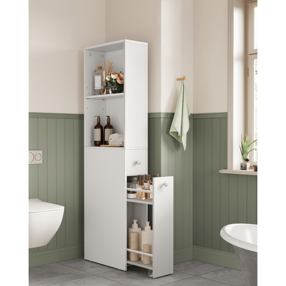 

Vasagle Slim Bathroom Storage Cabinet, Narrow Bathroom Cabinet, Freestanding Cabinet With Storage Drawers And Adjustable Shelf, For Small ,