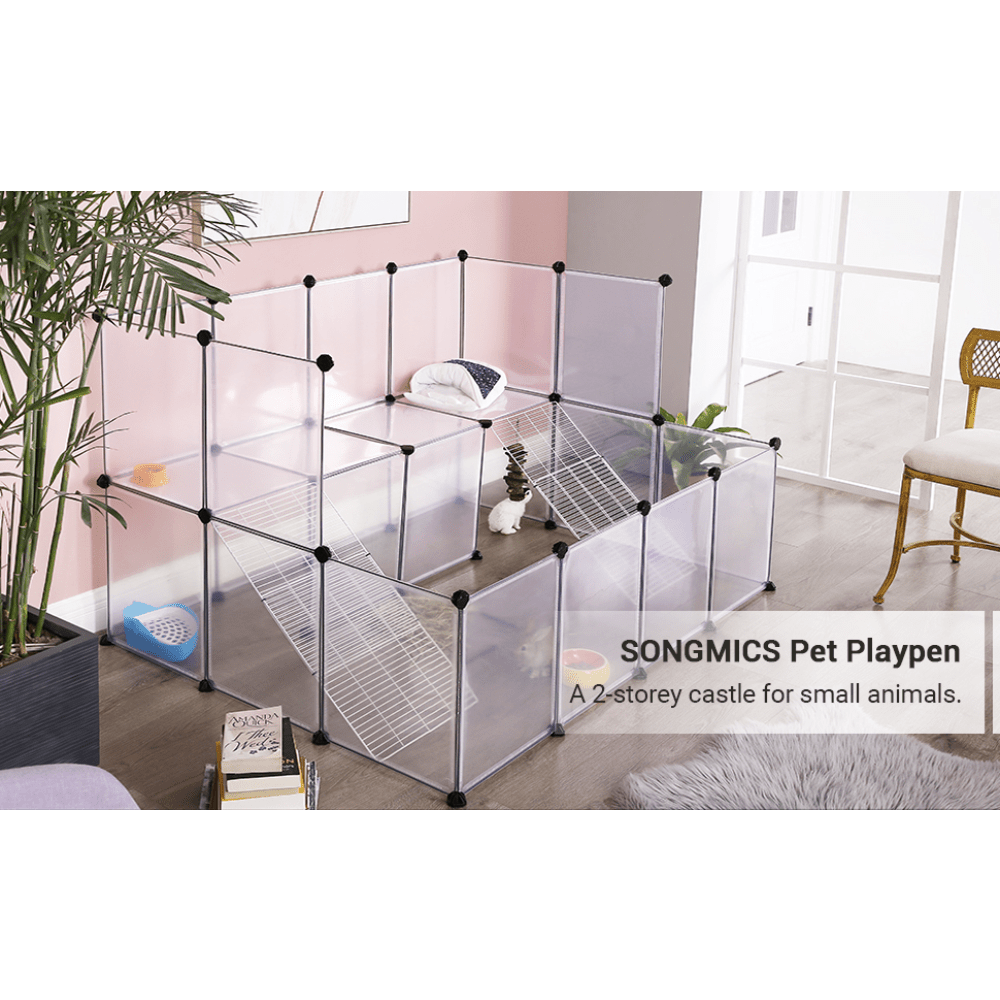 

Songmics Guinea Pig Playpen With Dense Ramp, Indoor Hutch Cage, Large Exercise Enclosure With Stairs, Diy Plastic Modular Fence For Hamster, Pet, Small Animals