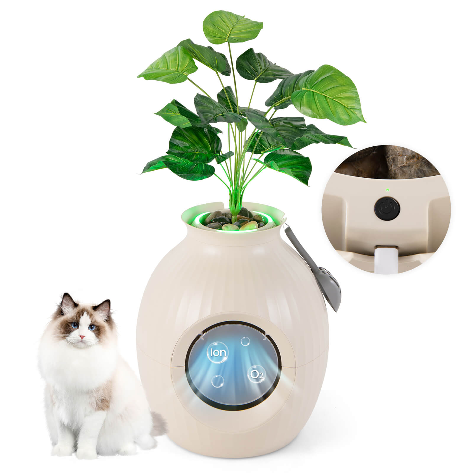 TEMU Safstar Plant Cat Litter Box W/ Smart Odor Removal Hidden Cat Litter Box Furniture