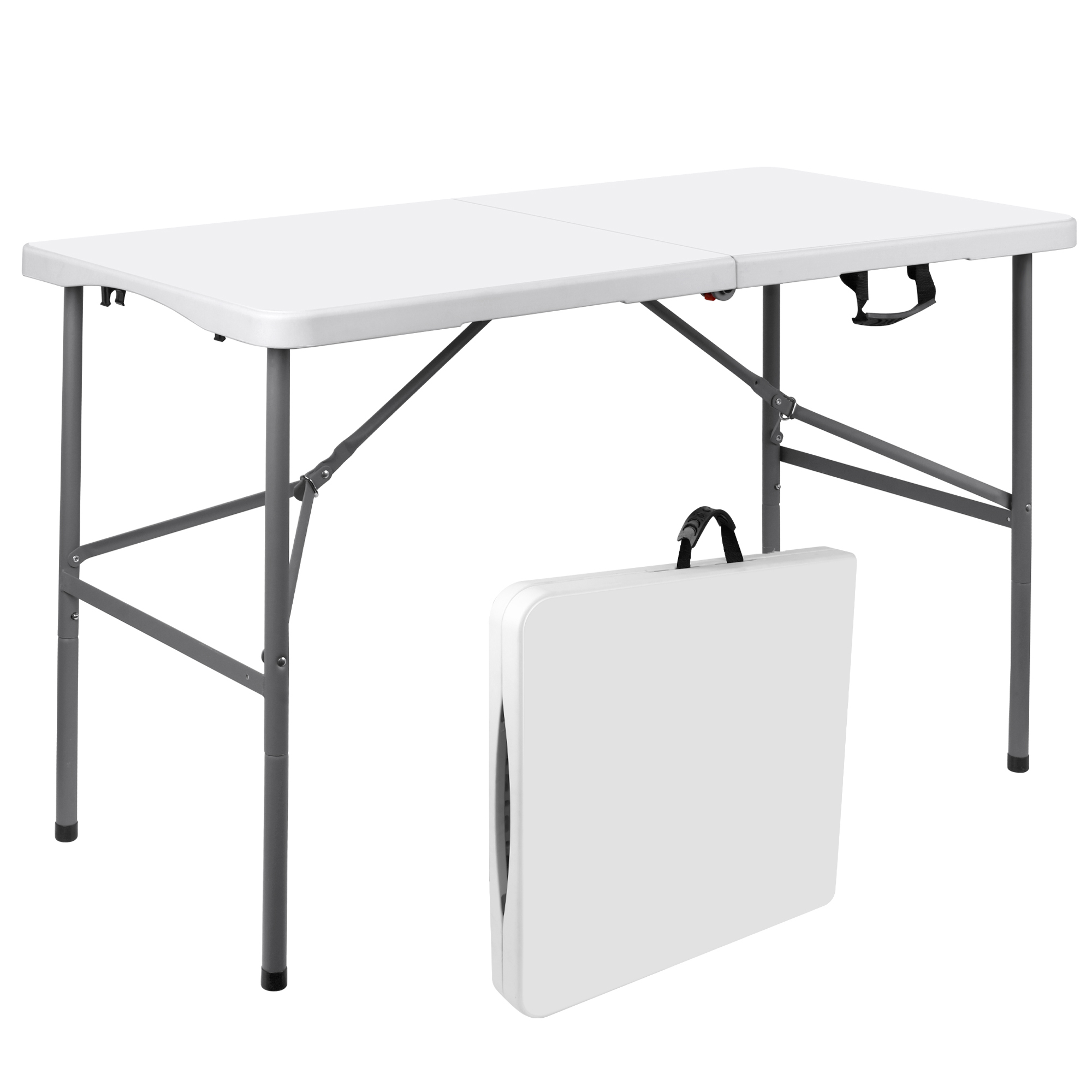 

Folding Table, Lightweight Folding Table For Party, Dining, Barbecue, Board Game With Carrying Handle, Folding Locks - White