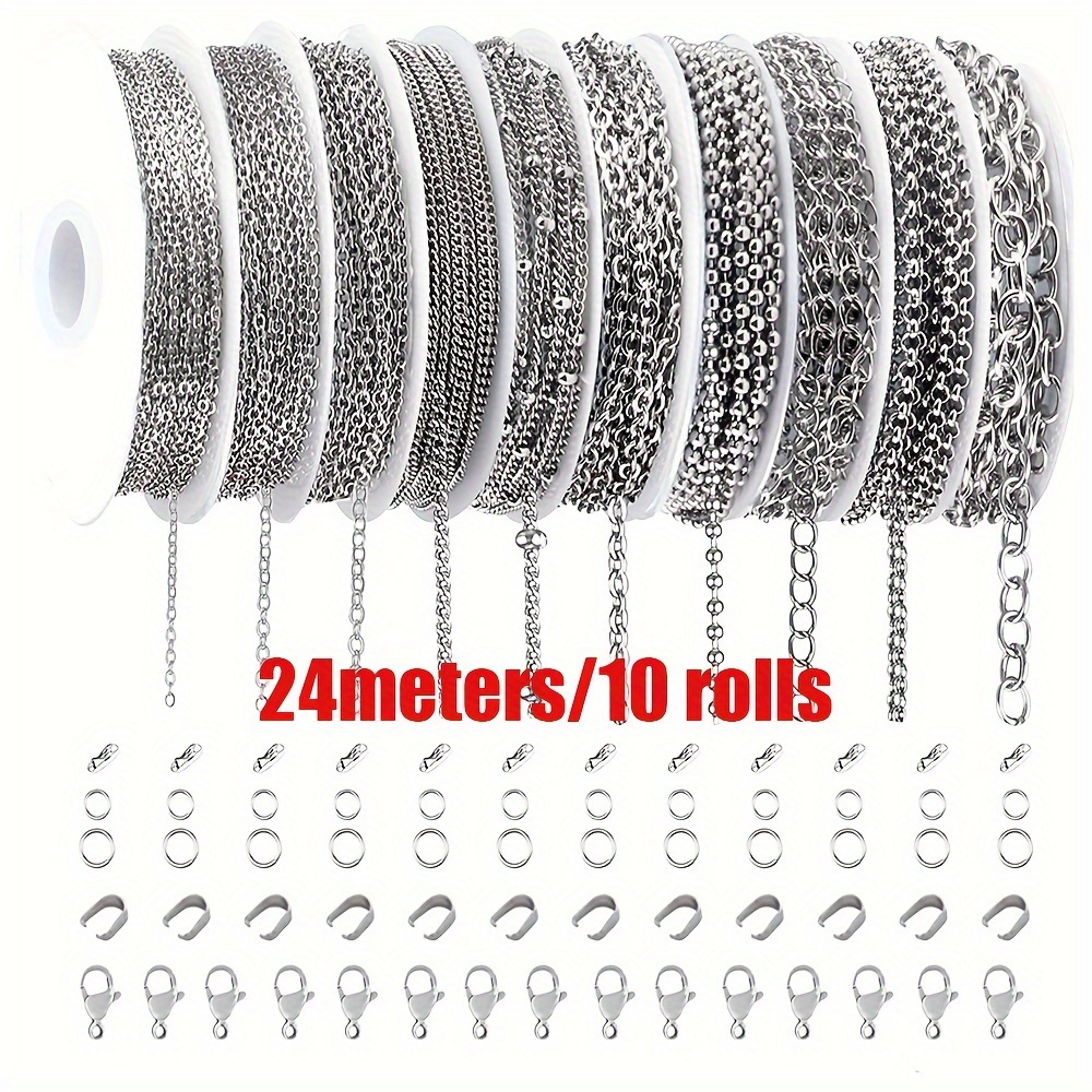 

10 Styles 304 Stainless Steel Jewelry Chains For Diy Necklace Bracelet Jewelry Making With Stainless Steel Jump Rings/lobster Clasps/connectors