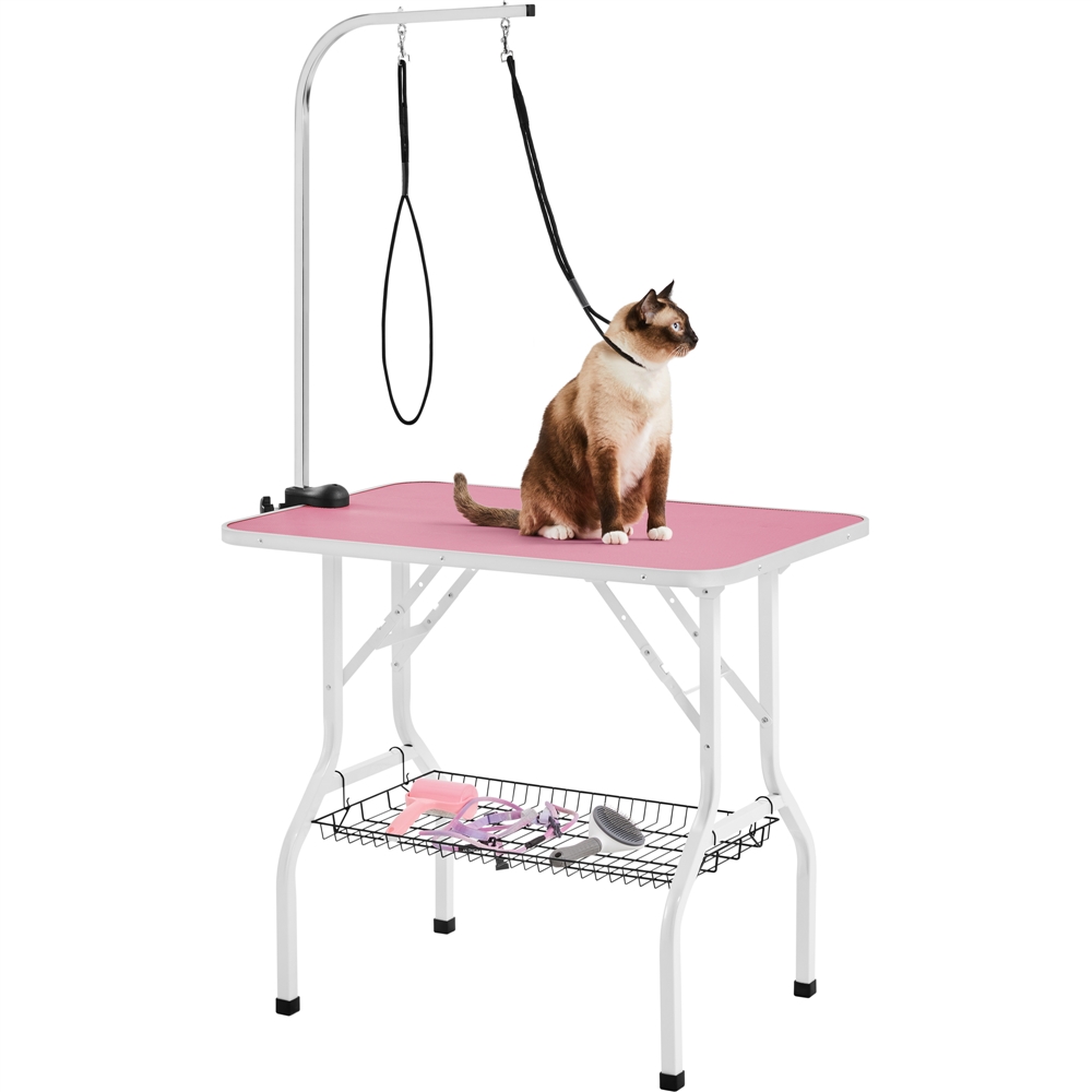 TEMU 36 Dog Grooming Table Foldable Grooming Table With Tool Shelf & Adjustable Arm & Mesh Tray Halloween Grooming Table For Small To Medium Dogs