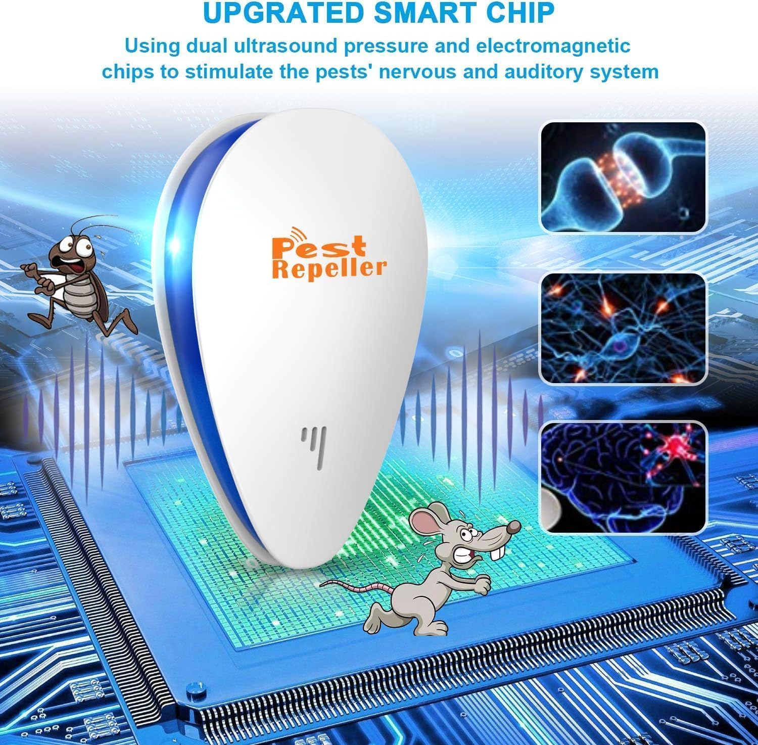 Ultrasonic Plug In Pest Repellent Indoorfor Flea Insects Mosquitoes