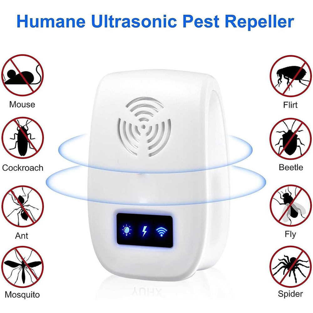   ultrasonic plug in pest repellent indoorfor flea insects mosquitoes rats mice spidersants roaches bugs non   pest repellerhumans and   pest control for home office work details 1