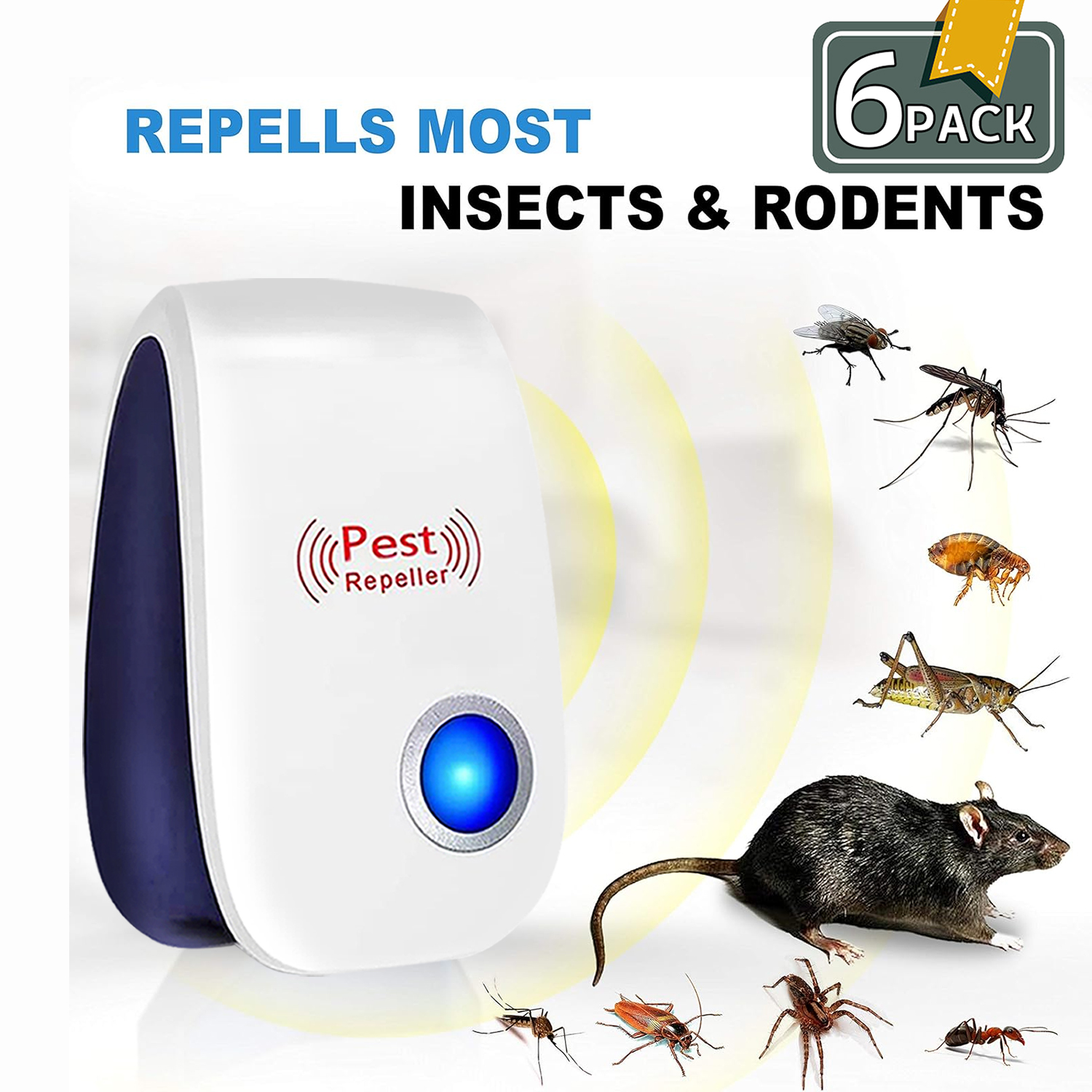   ultrasonic plug in pest repellent indoorfor flea insects mosquitoes rats mice spidersants roaches bugs non   pest repellerhumans and   pest control for home office work 0