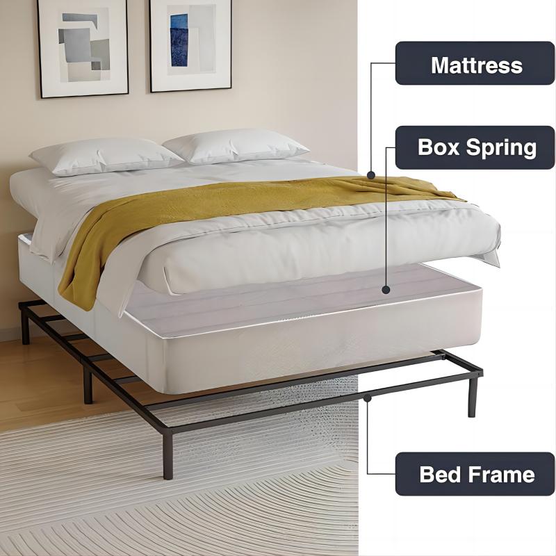TEMU 9 Inch Metal Box Spring With Fabric Cover - Sturdy , Easy , Twin/twin Xl/full/queen/king/ Size