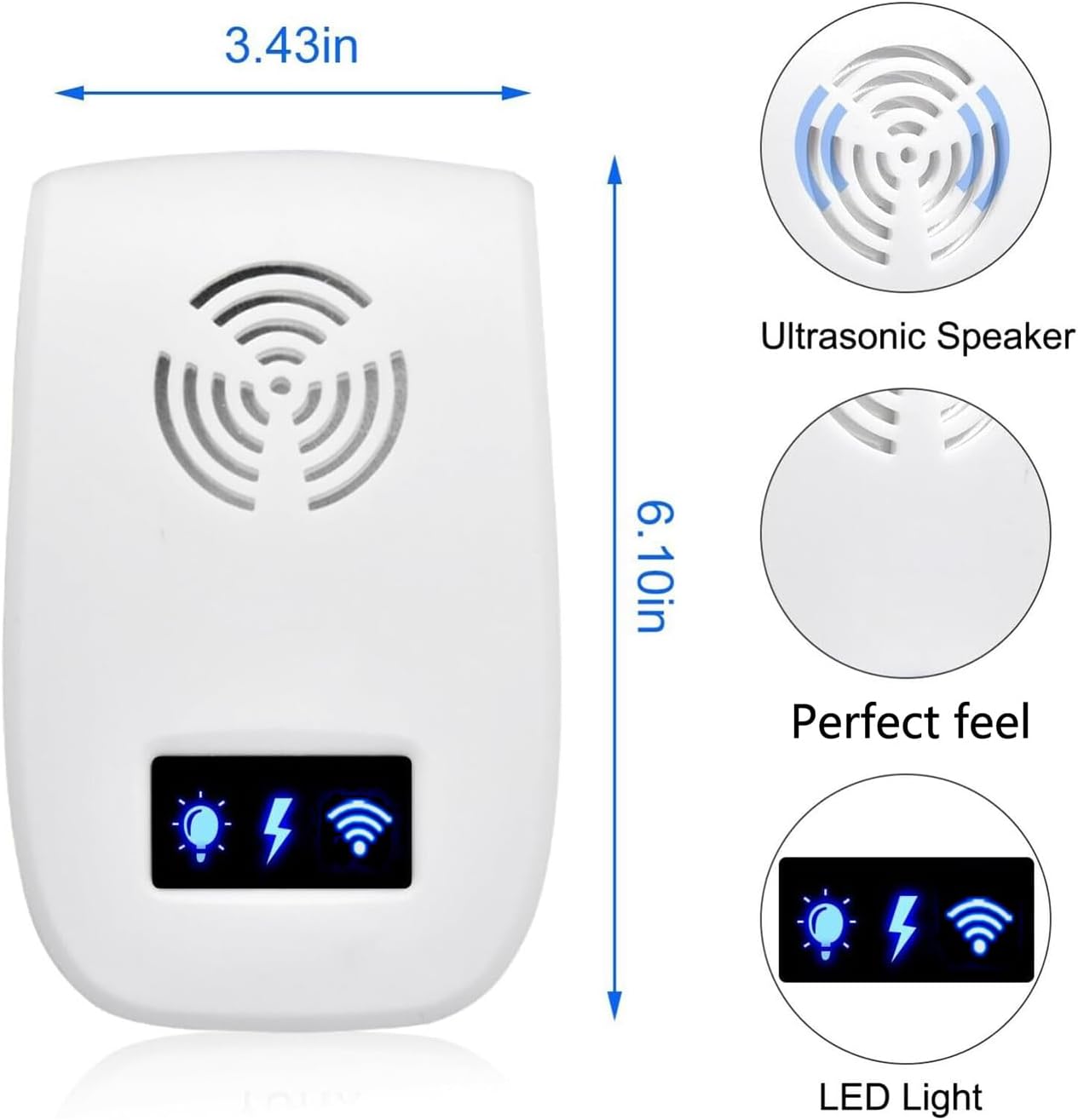   ultrasonic plug in pest repellent indoorfor flea insects mosquitoes rats mice spidersants roaches bugs non   pest repellerhumans and   pest control for home office work details 3