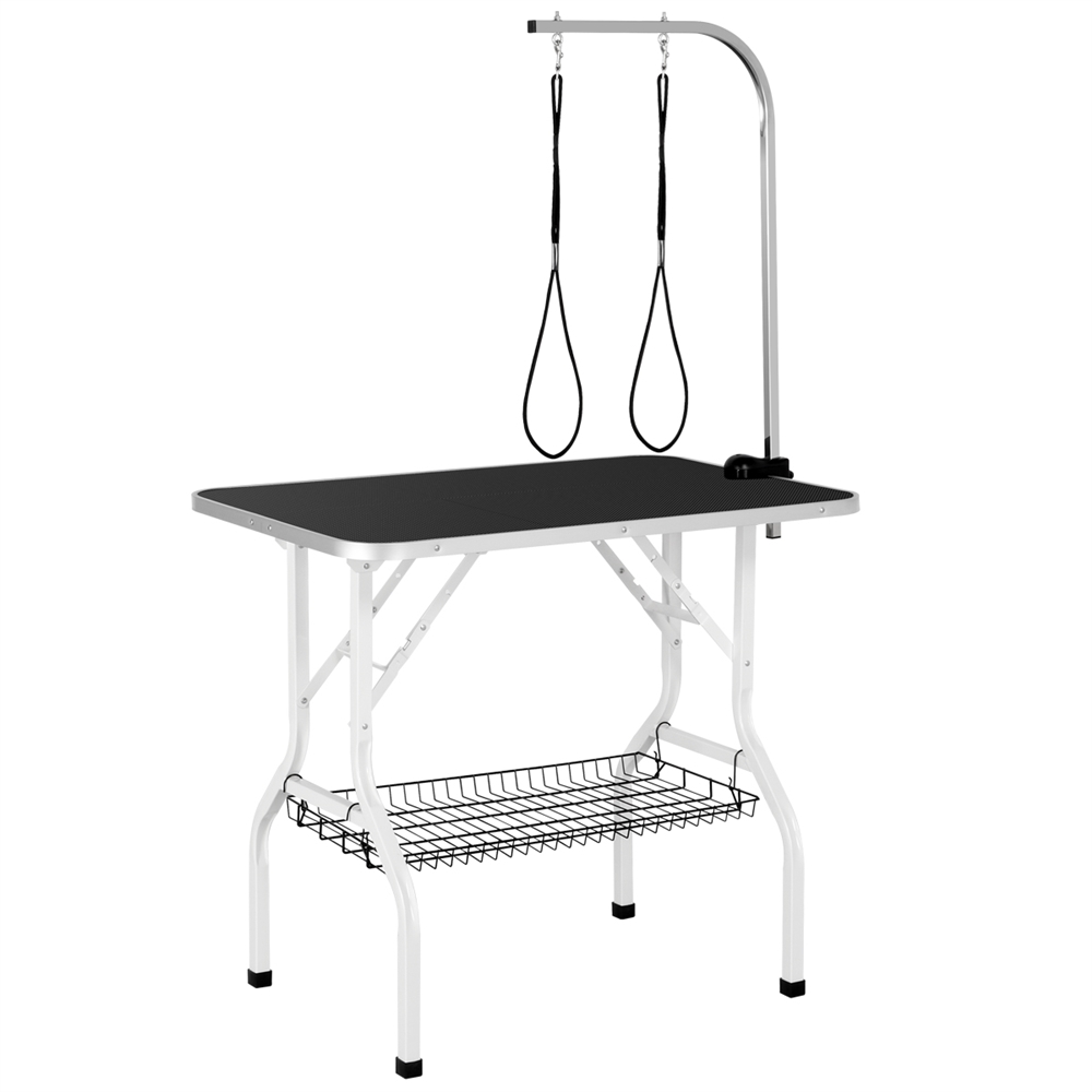 

36 Dog Grooming Table Foldable Grooming Table With Tool Shelf & Adjustable Arm & Mesh Tray For Small To Medium Dogs