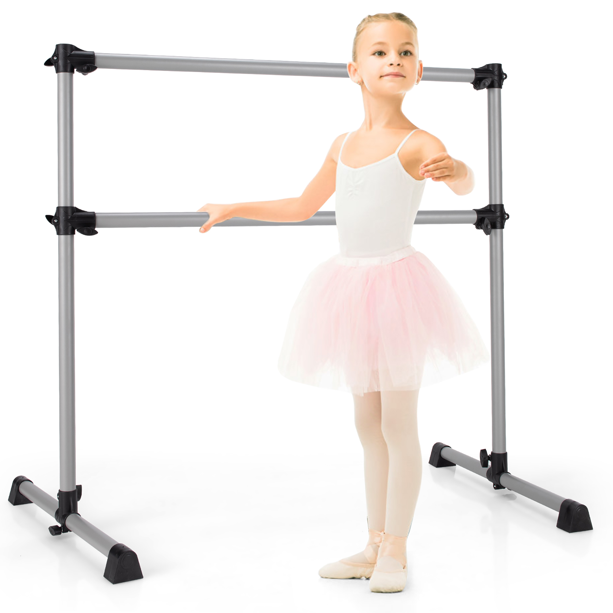 

Safstar 4ft Portable Double Freestanding Dancing Stretching Silver