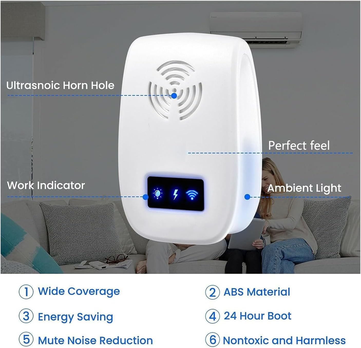   ultrasonic plug in pest repellent indoorfor flea insects mosquitoes rats mice spidersants roaches bugs non   pest repellerhumans and   pest control for home office work details 2