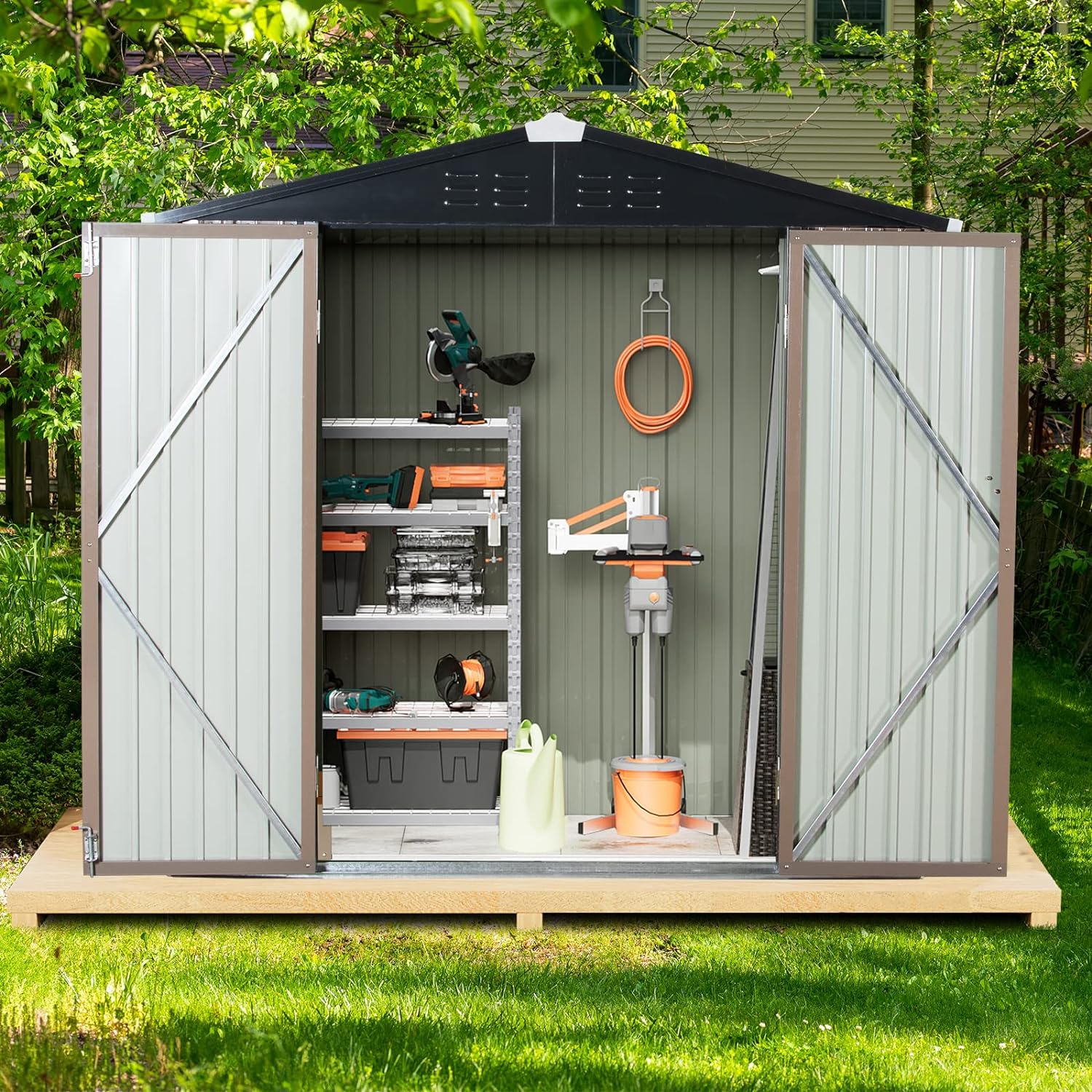 Outdoor Metal Storage Shed Steel Garden Shed - Temu