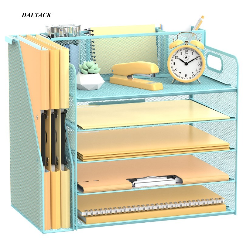 

Daltack 5-tier Desktop File Organizer With Pen Holders - Paper Tray And Accessory Storage For Home And Office