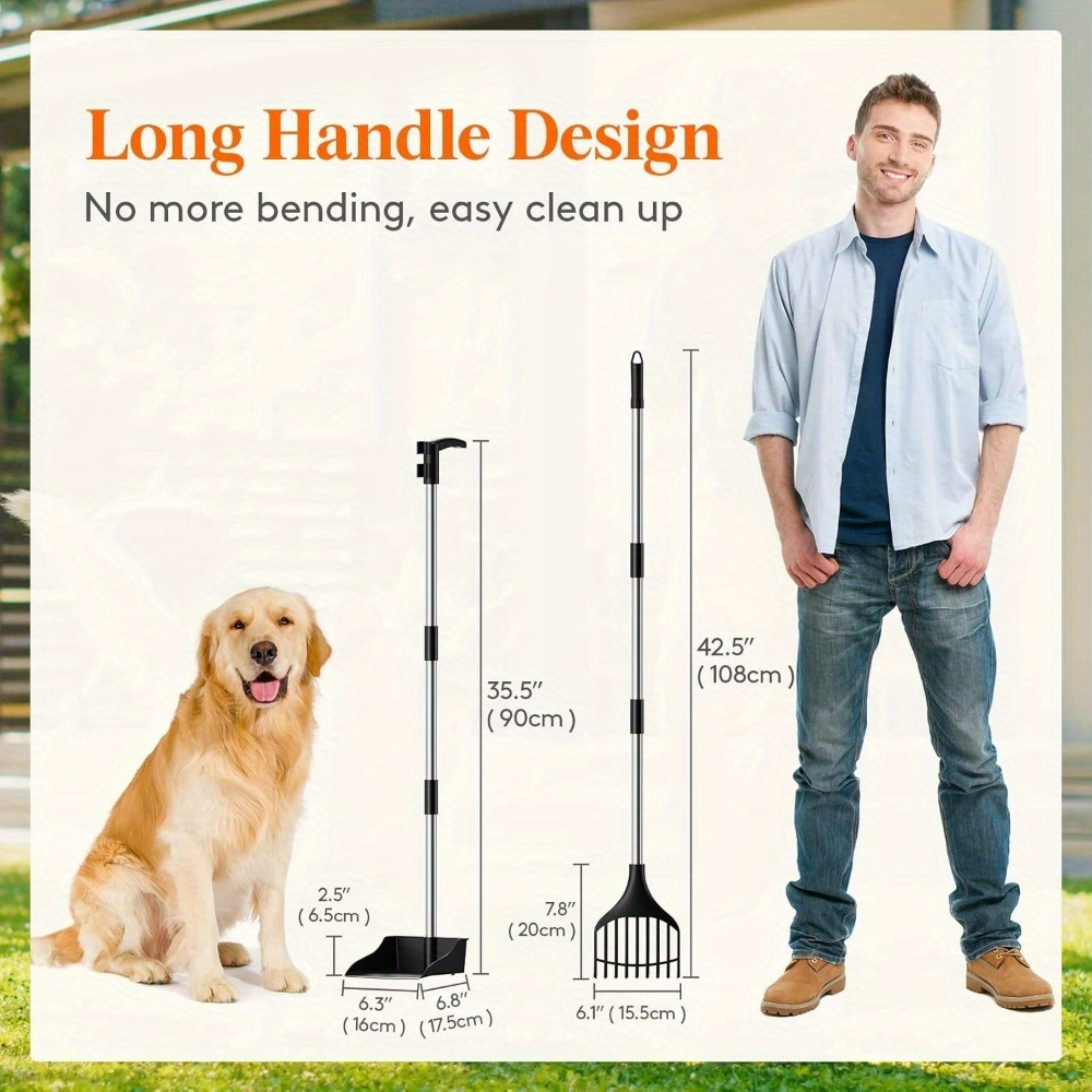 

Plastic Pooper Scooper Dog For Yard,lightweight Portable Pet Poop Shovel For Smallmedium Dogs, Adjustable Metal Pole Long Handle Poop Scoop Set For Lawns, Yard, Grass