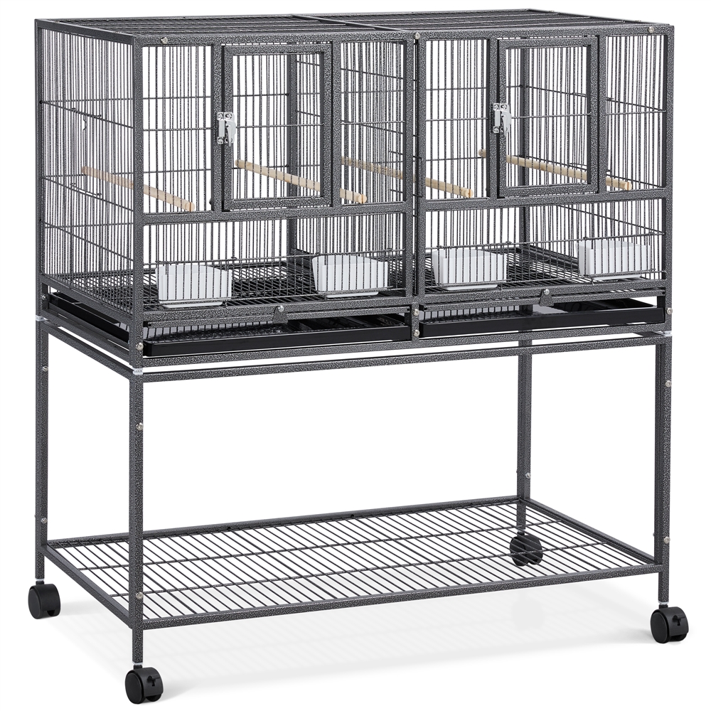 TEMU 41.5 H Stackable Bird Cage, Divided Breeder Cage, Metal Bird Cage With Rolling Stand For Small Birds Lovebirds Finch Canaries