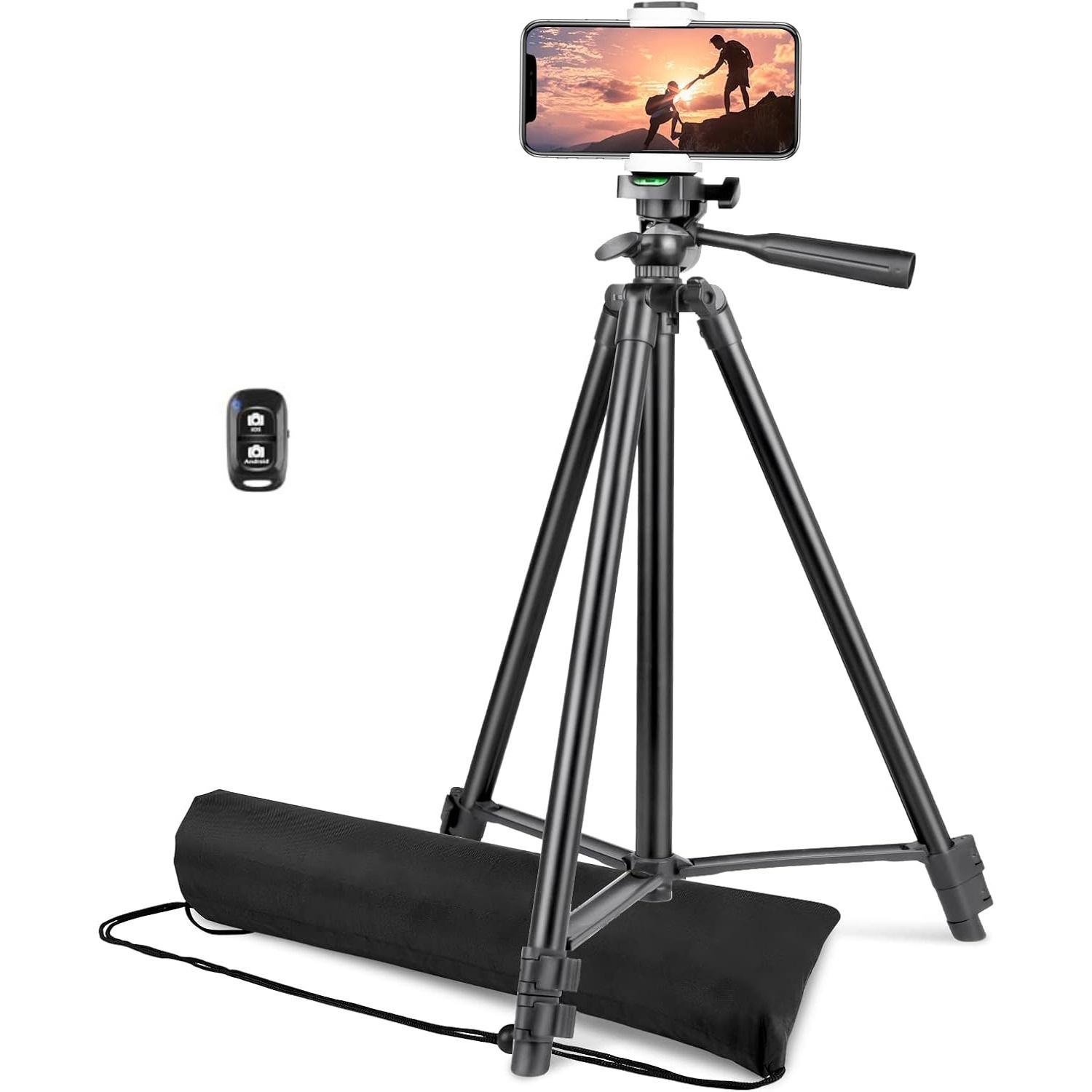 

50" Phone Tripod With Wireless Remote And Phone Holder Upgraded Extendable Cell Phone Tripod With Carry Bag