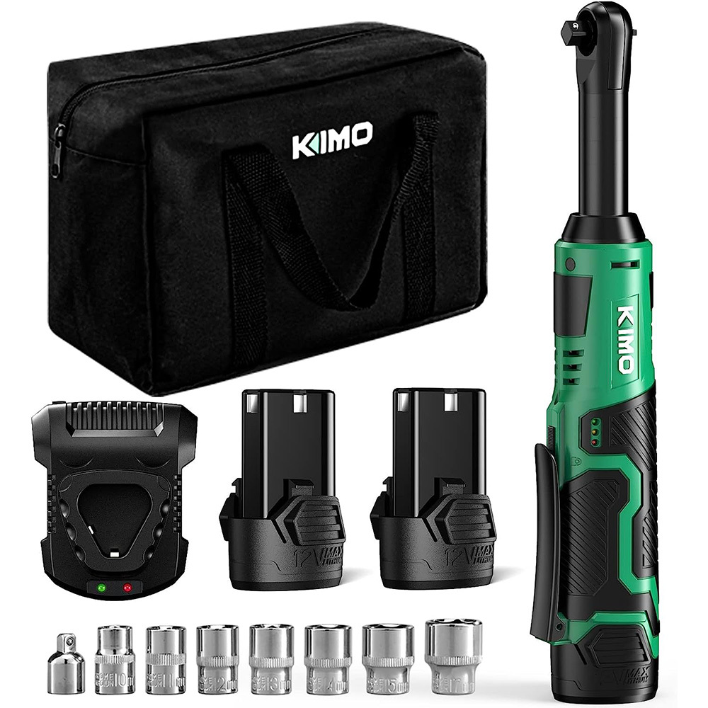 

Cordless Electric Ratchet Wrench Set, 40 Ft-lbs, 400 Rpm, 3/8" 12v Cordless Ratchet Kit W/ 60-min Fast Charge, Variable Speed Trigger, 2.0ah Lithium-ion Battery