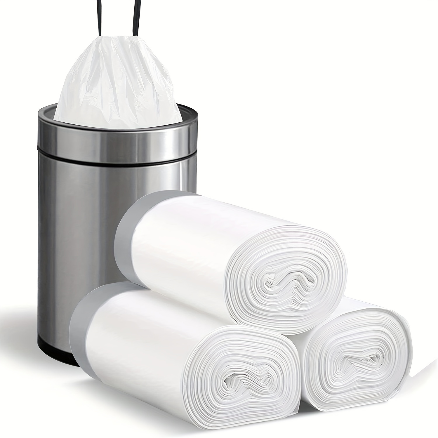 

45pcs/3rolls, Small Drawstring Trash Bags 4 Gallons, Plastic Trash Can Bags 15 For Bathroom Restroom Bedroom Office Toilet