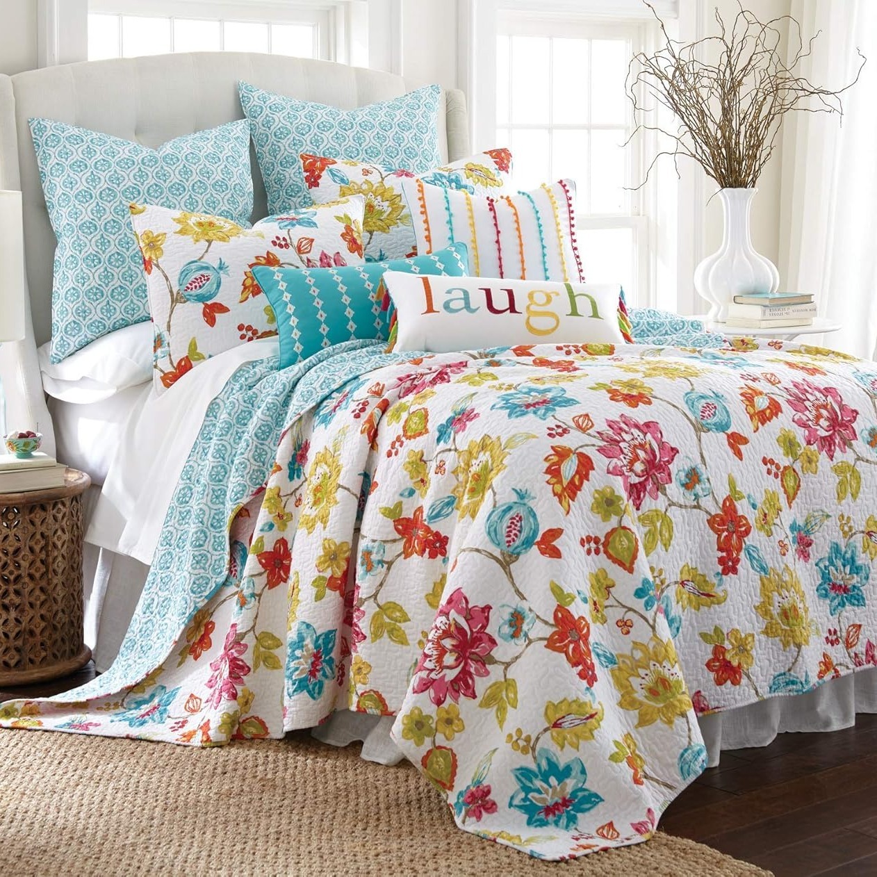 

Tropical 3-piece Reversible Quilt Bedding Set, Lightweight Bedspread Coverlet For All