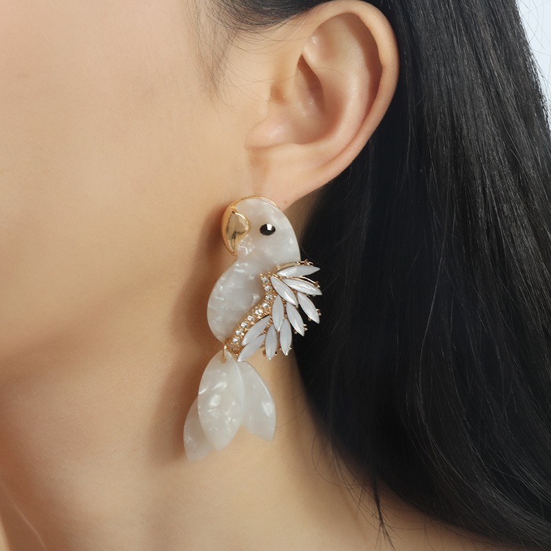 TEMU 2024 New Accessories Personality Creative Parrot Three-dimensional Earrings