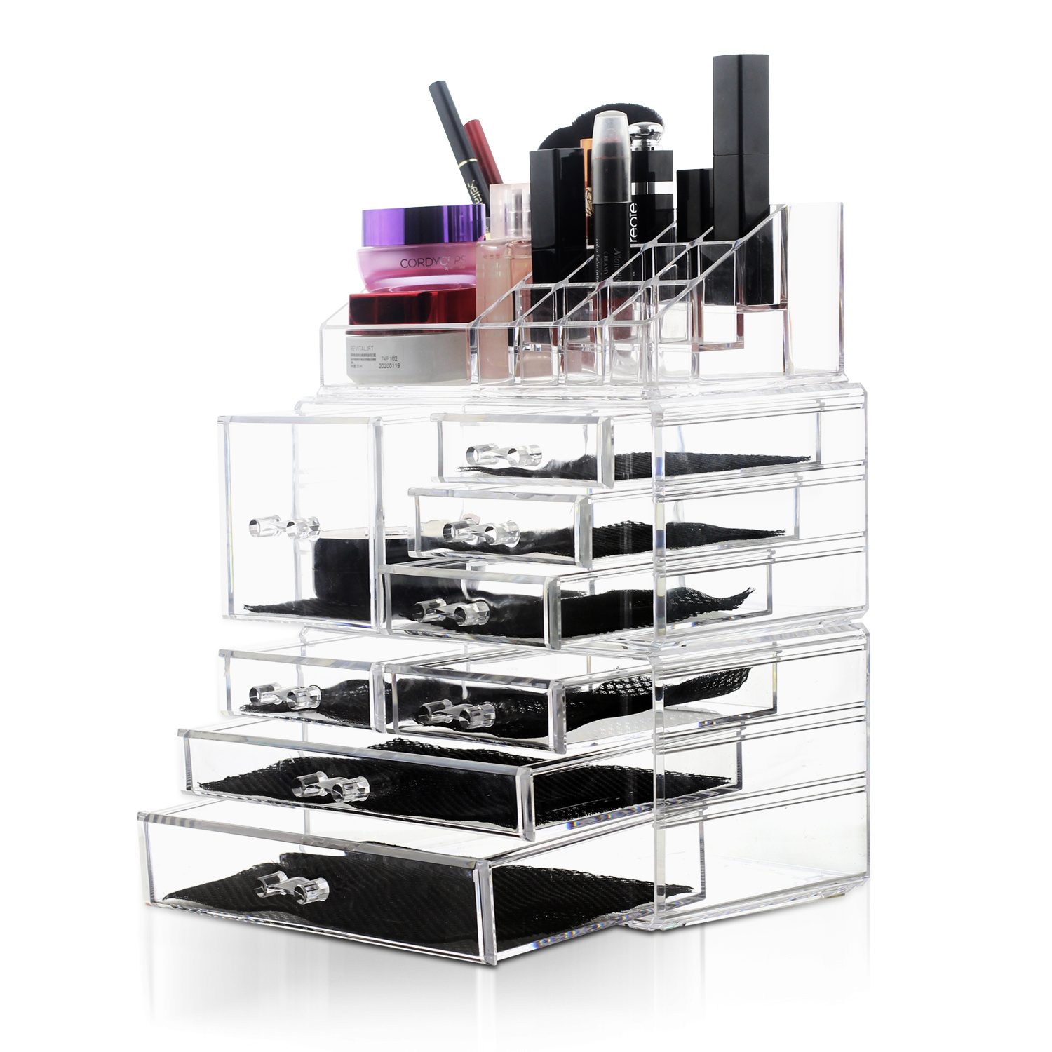 

Luxurious Deluxe 8-tier Premium Acrylic Makeup Organizer With Versatile Multi-compartment Storage Drawers For Cosmetics And Accessories