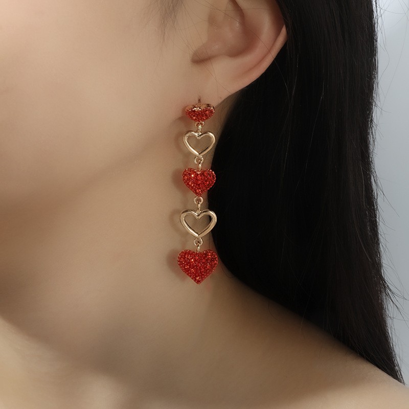 

Heart Earrings Alloy Point Drill Stud Valentine's Day Gift Gift Trade Jewelry