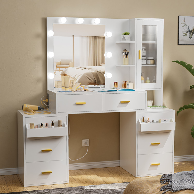 Makeup Vanity 3 Color Dimmable Large Vanity Desk Side Glass