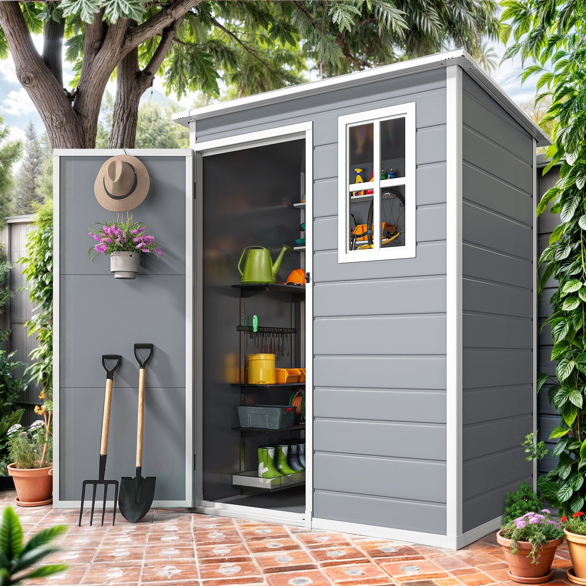 Resin Outdoor Storage Shed Floor Waterproof Lockable Storage Temu