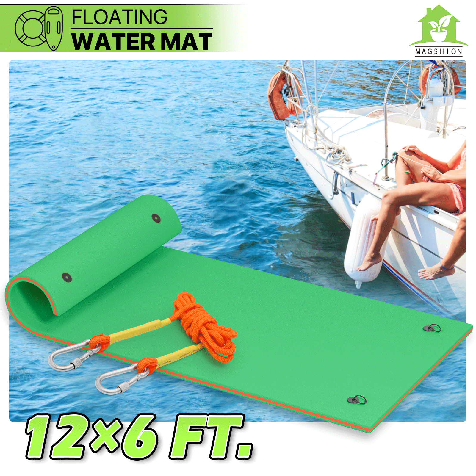 Grommet Kits Floating Water Mat Tether Kit, Upgrade Foam Lake Floating Pads  For Lake