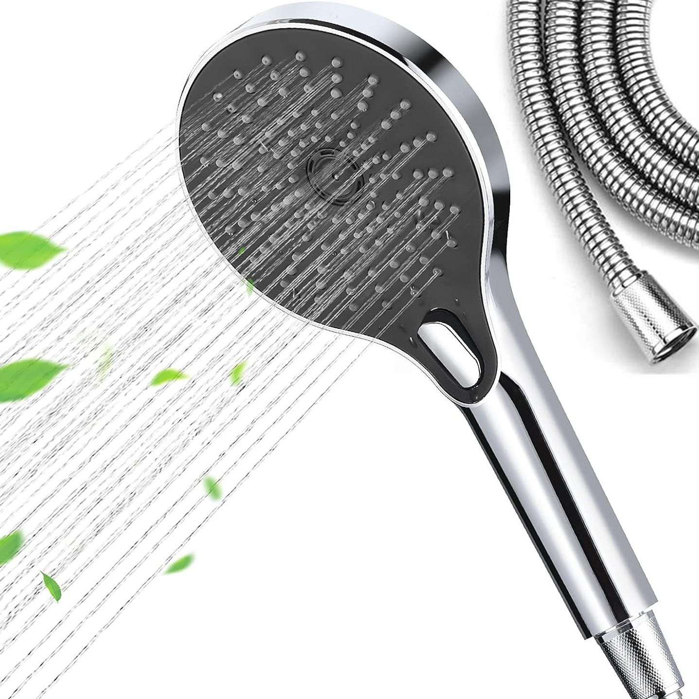 5" High Pressure Shower Head 2024 Upgraded Powerful Spray Handheld Showerhead With 60" Hose 3 Chrome Silver Adjustable High Low Water Pressure Luxury Bathroom Accessories