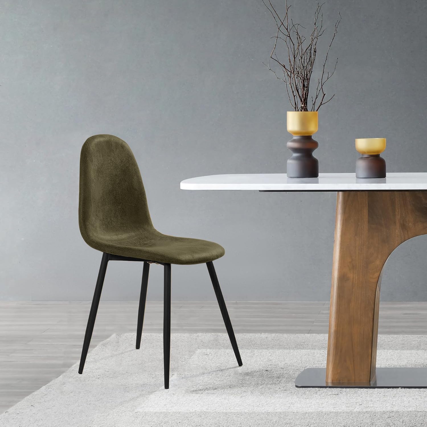 2 or 4 set suede dining chairs with metal legs comfortable living room bedroom kitchen vanity accent chair fabric comfy Product details 0