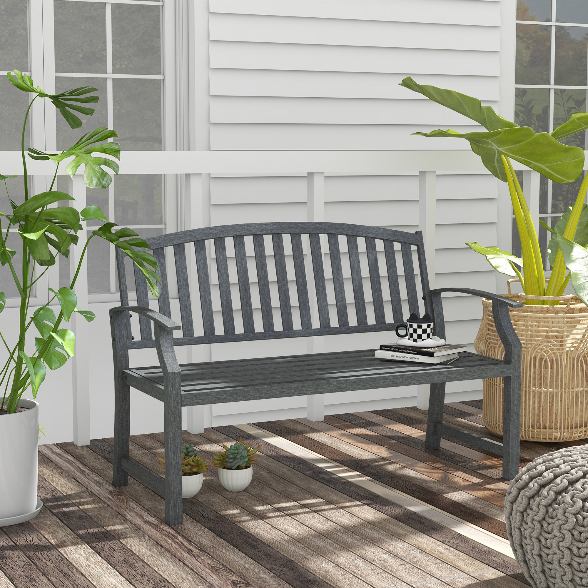 Outdoor Garden Bench Metal Bench Slatted - Temu