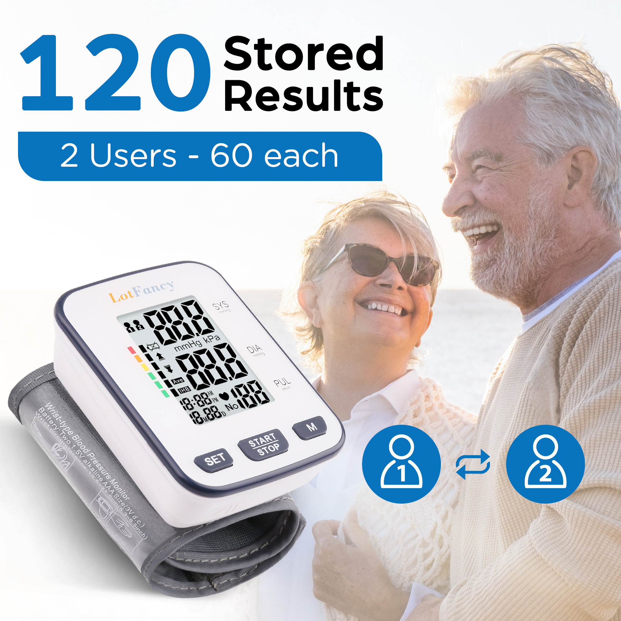 wrist   for home use blood pressure machine adjustable wrist cuff 5 3 8 5 digital bp machine with large lcd display 120 memory with carrying case Product details 7