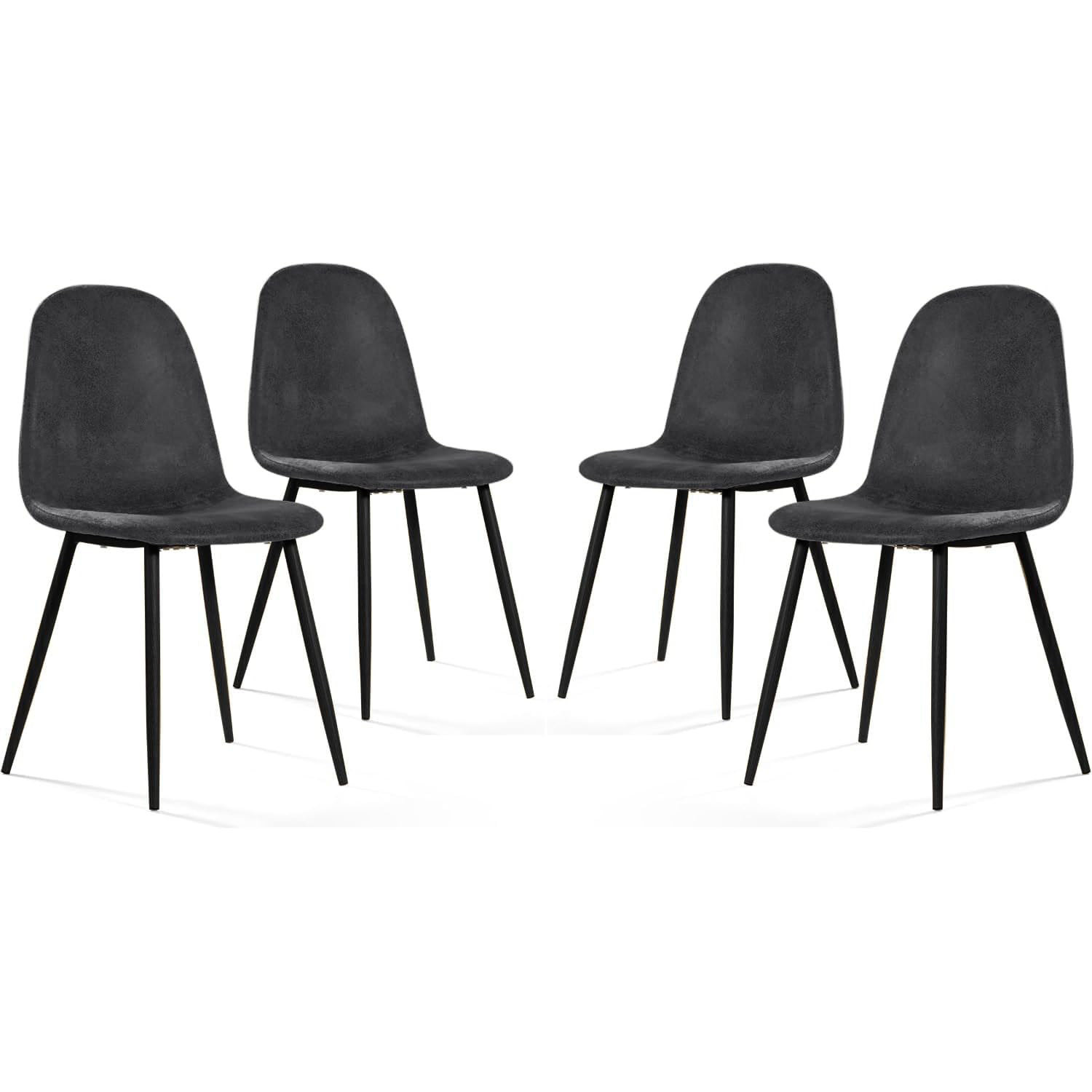 4 Set Suede Dining Chairs With Metal Legs Comfortable Living Room