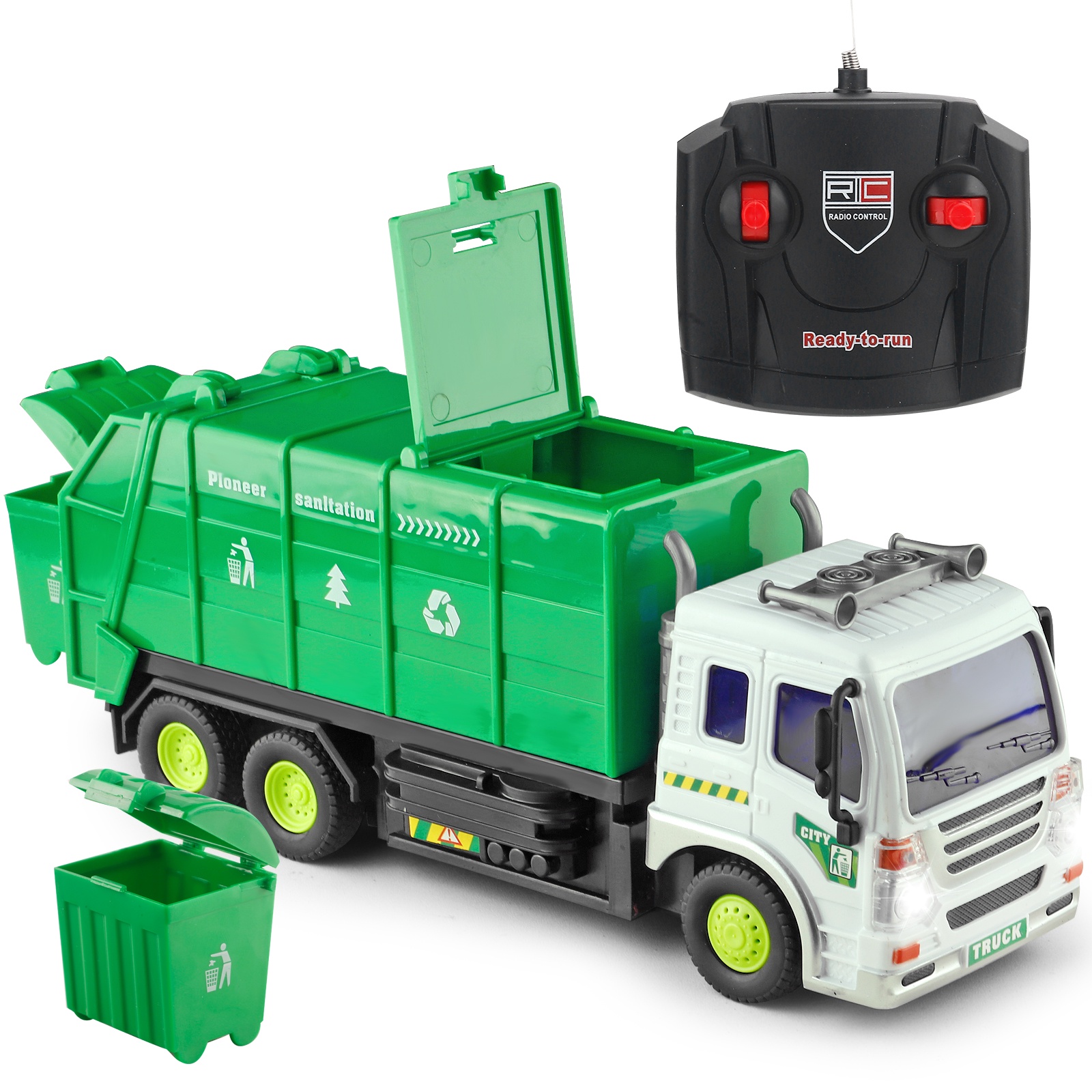 

Led Light Remote Control Excavator And Garbage Truck Toys - Great For Young , Construction Play, And Imaginative