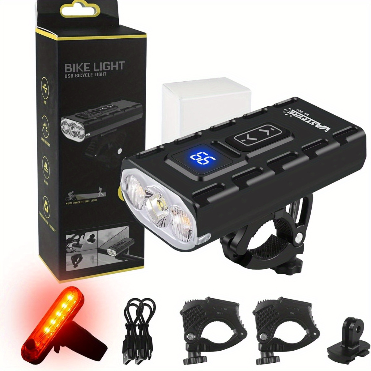 

Bike Lights For Night Riding Front And Back 1200 Lumen 6h Spot/flood/combo 3 Beams Bike Headlight Aluminum Mounts Vastfire Usb-c Rechargeable Display Power Bank For Gopro Mount