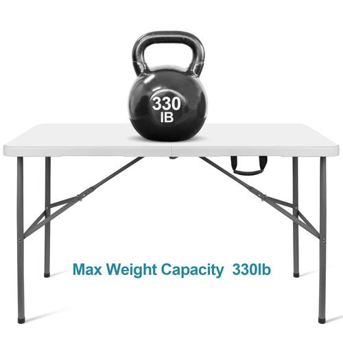 folding table lightweight folding table for party dining barbecue board game with carrying handle folding locks white