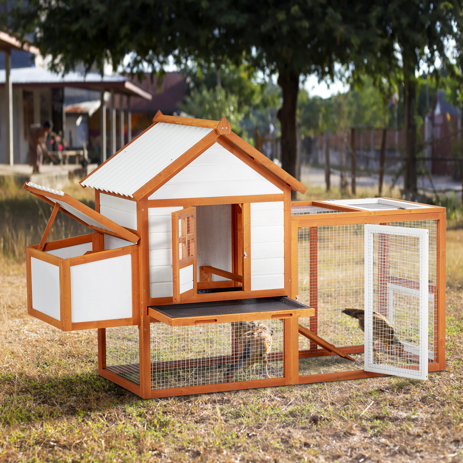 outdoor chicken coop wooden run poultry cage - Temu