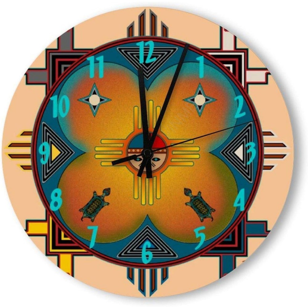 

Decorative Wall Clock Silent Non Ticking Southwestern Style Home Decor Wall Clock Round 10 Inches, Birthday Gifts,boyfriend Gift,gift For Best Friend