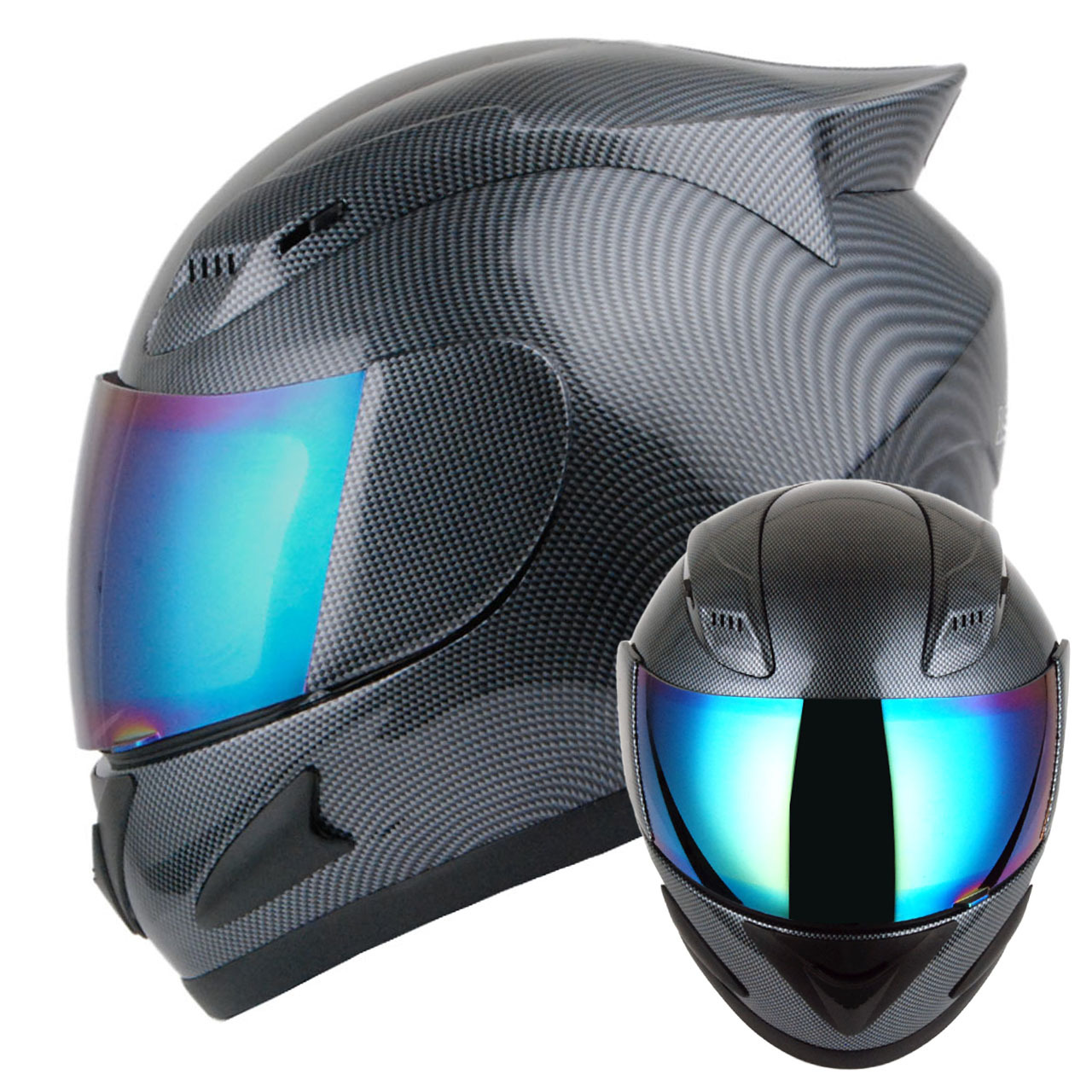 motorcycle full face helmet mechanic skull carbon fiber matt black | Shop  On Temu And Start Saving | Temu