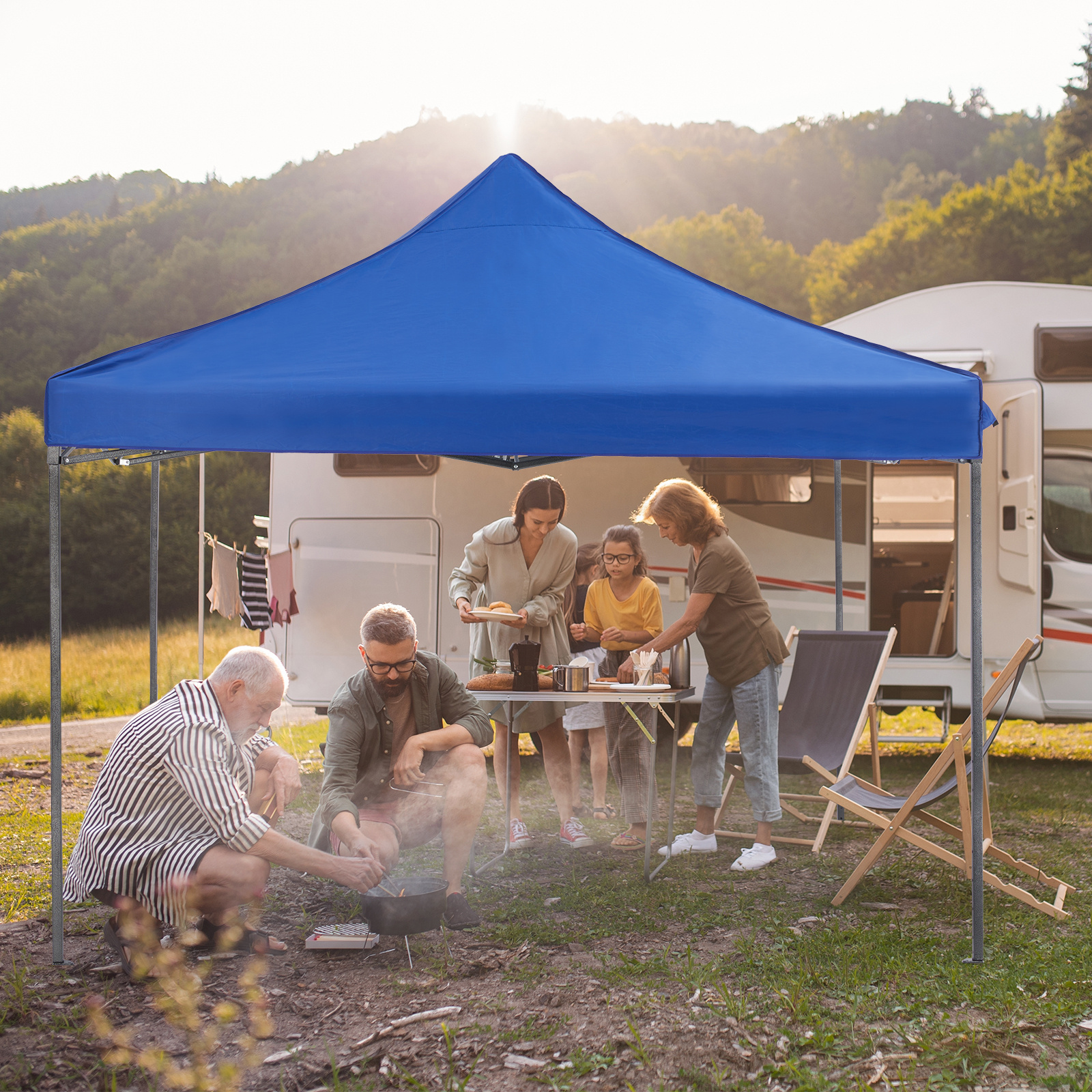 Canopy Camping Tent Table 10x10FT Up Canopy Tent, UPF 50