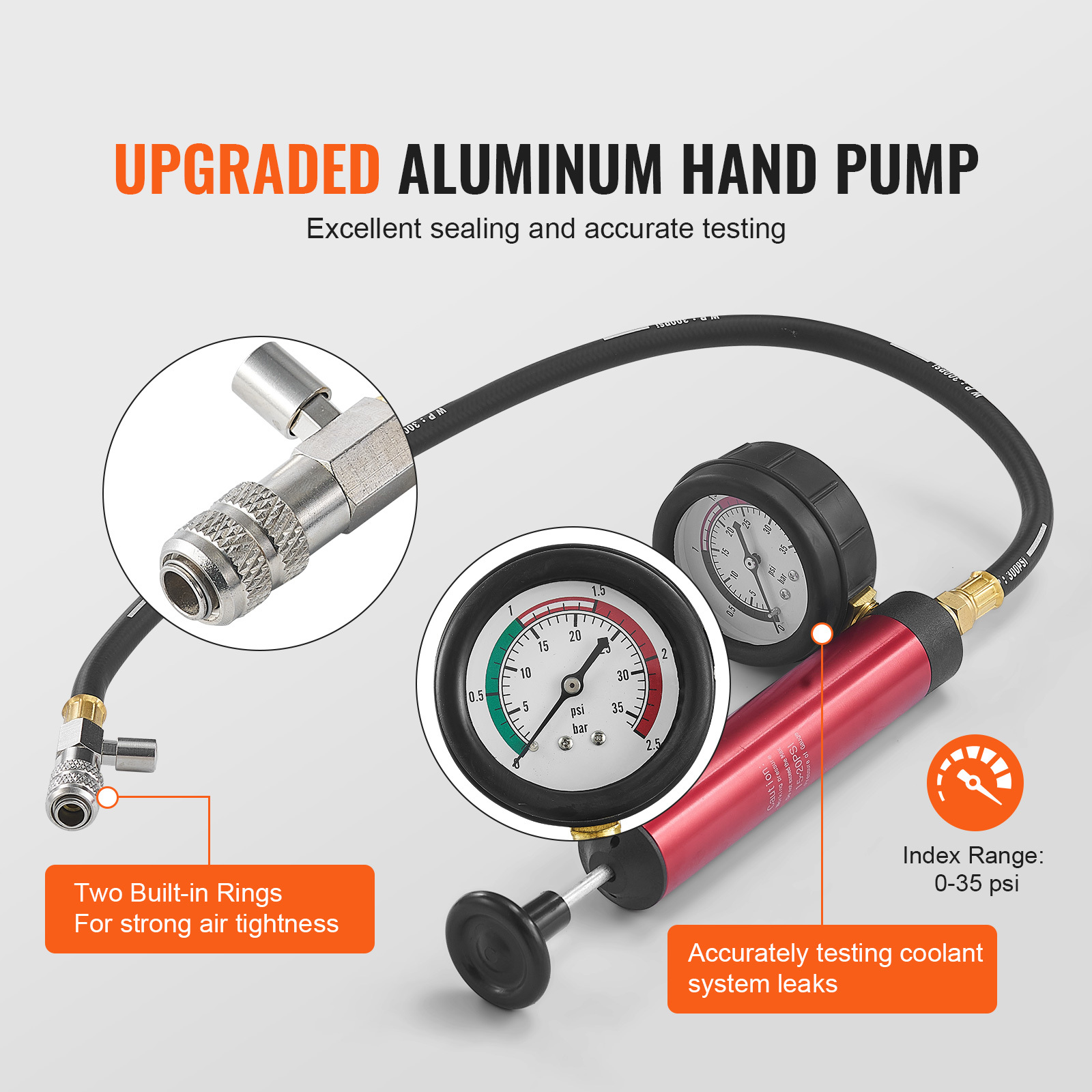 14 piece radiator pressure tester set   manual pump diverse steel adapters in colors packaged in a handy toolbox suitable for testing cooling systems in vehicles motorcycles and details 5