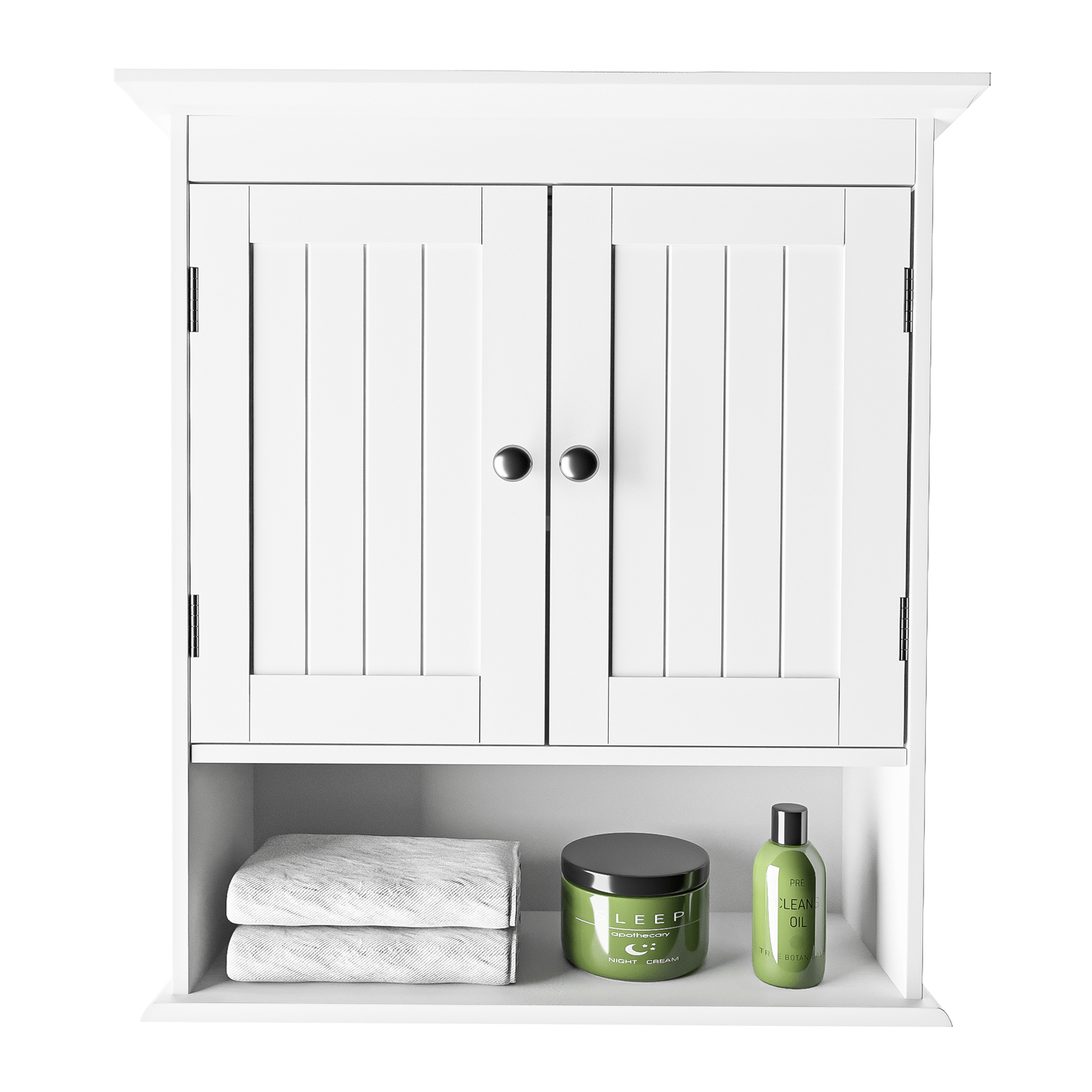 

Wall Cabinet With Adjustable Shelf - Full Sized Wall Mounted Cabinets - Utility Medicine Cabinet For Kitchen Laundry Room - Wooden Storage Over Sink Toilet