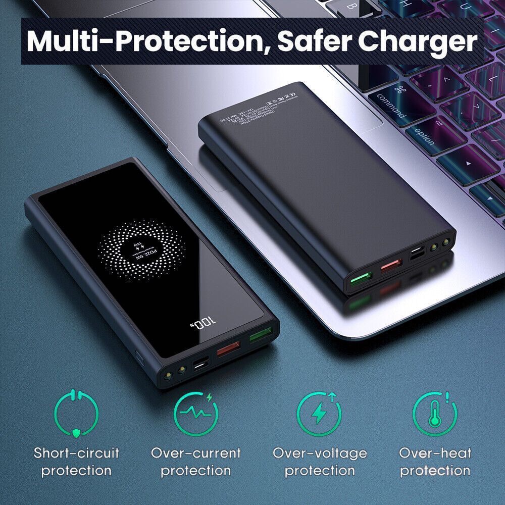 

10000mah Usb Wireless Power Bank Backup Fast Portable Charger External Battery