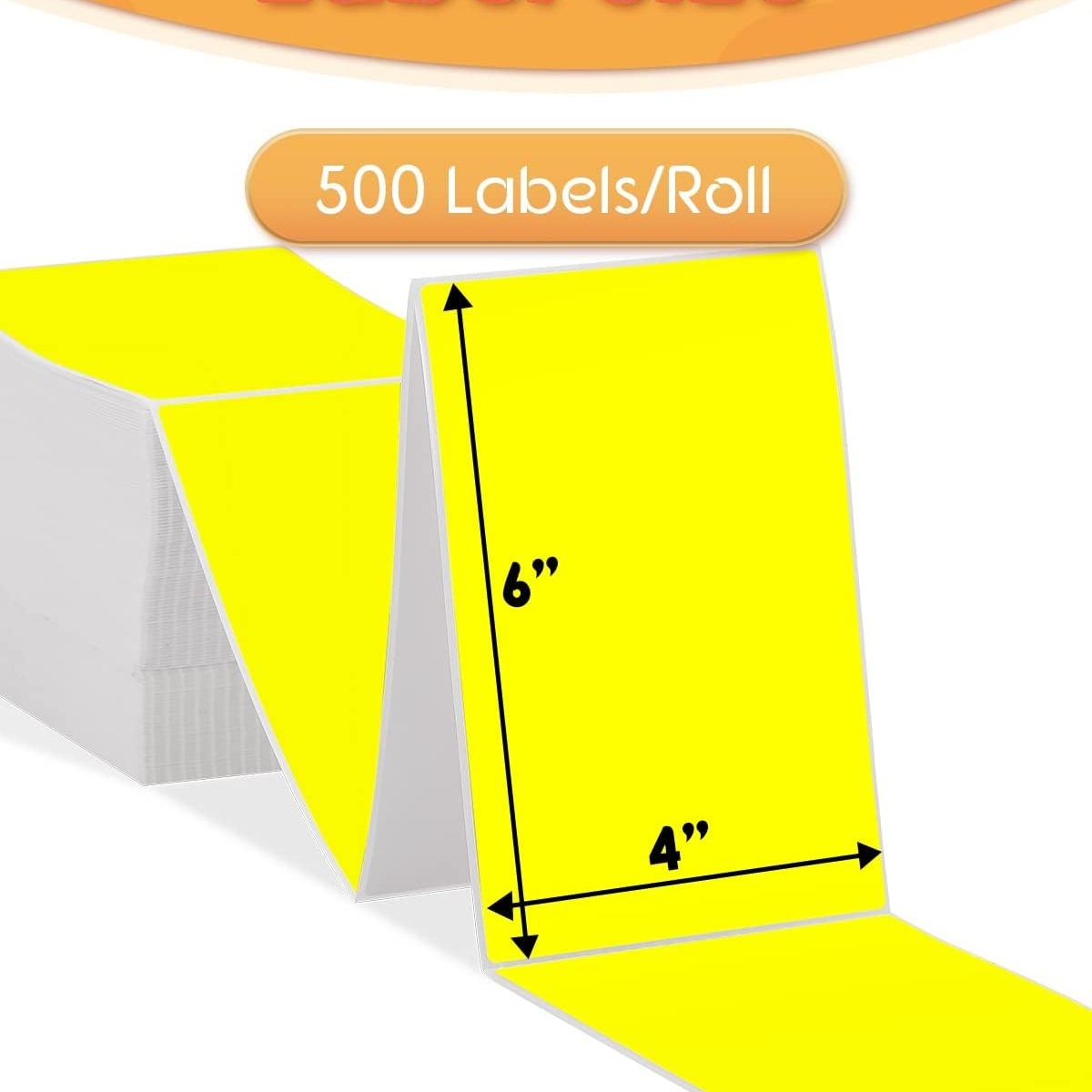 

500 Per Stack Yellow Thermal Transfer Labels 4" X 6". Perforated Self-adhesive Labels. Mailing Postage. Printing Paper. Blank For Shipping Barcoding