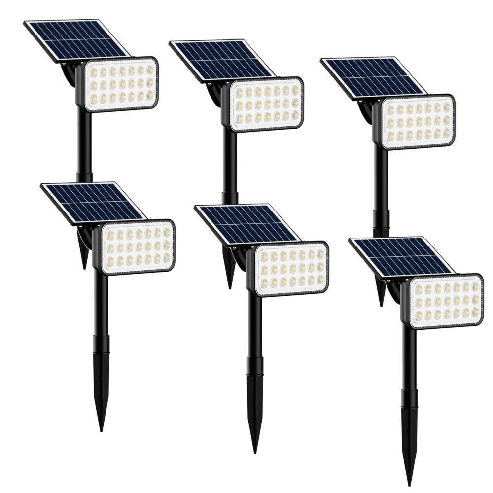 

Nabooo 2/4/6pcs, 84-led,3-color Solar Spotlights 5 Lighting Modes 360 Adjustable Waterproof Super Bright Overnight Solar Spot Lights For Outside With Extendable Spike For Yard, Garden, Lawn, Pathway